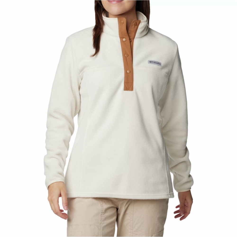 Columbia Cream Fleece Pullover with Tan Accents
